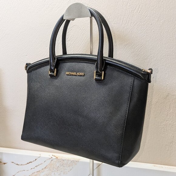 Michael Kors black, dome, handbag, EUC! Add a strap for crossbody. - Picture 2 of 5